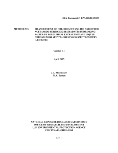 EPA Document #: EPA/600/R-05/053 METHOD 535. MEASUREMENT OF CHLOROACETANILIDE AND OTHER
