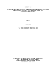 METHOD 547 DETERMINATION OF GLYPHOSATE IN DRINKING WATER BY DIRECT-AQUEOUS-