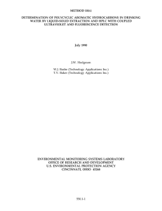 METHOD 550.1 DETERMINATION OF POLYCYCLIC AROMATIC HYDROCARBONS IN DRINKING