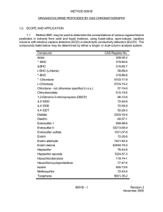 METHOD 8081B ORGANOCHLORINE PESTICIDES BY GAS CHROMATOGRAPHY SCOPE AND APPLICATION 1.0