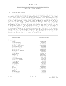 METHOD 8141A ORGANOPHOSPHORUS COMPOUNDS BY GAS CHROMATOGRAPHY: CAPILLARY COLUMN TECHNIQUE 1.0