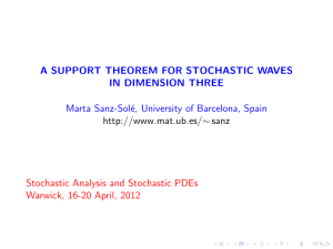 A SUPPORT THEOREM FOR STOCHASTIC WAVES IN DIMENSION THREE Marta Sanz-Sol´