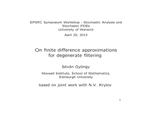On finite difference approximations for degenerate filtering Istv´ an Gy¨