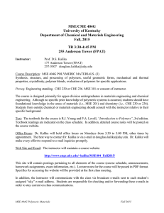MSE/CME 404G University of Kentucky Department of Chemical and Materials Engineering