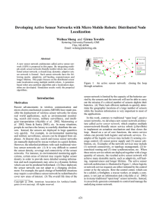 Developing Active Sensor Networks with Micro Mobile Robots: Distributed Node Localization