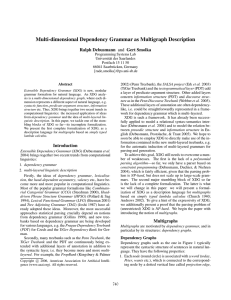 Multi-dimensional Dependency Grammar as Multigraph Description Ralph Debusmann
