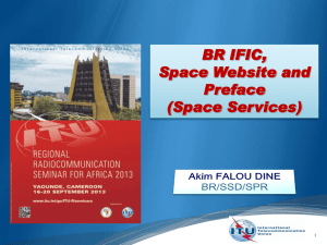 BR IFIC, Space Website and Preface (Space Services)