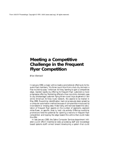 Meeting a Competitive Challenge in the Frequent Flyer Competition Brian Ebersold
