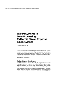 Expert Systems in Data Processing: California Travel Expense Claim System