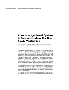 A Knowledge-Based System to Support Nuclear Test Ban Treaty Verification