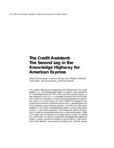 The Credit Assistant: The Second Leg in the Knowledge Highway for American Express