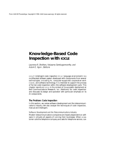 Knowledge-Based Code Inspection with ICICLE Laurence R. Brothers, Velusamy Sembugamoorthy, and