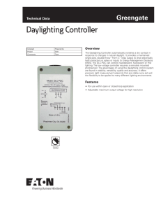 Daylighting Controller Greengate Technical Data Overview