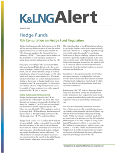 Hedge Funds FSA Consultation on Hedge Fund Regulation