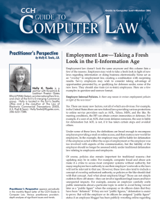 Practitioner’s Perspective Employment Law—Taking a Fresh Look in the E-Information Age
