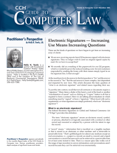 Practitioner’s Perspective Electronic Signatures — Increasing Use Means Increasing Questions