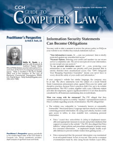 Practitioner’s Perspective Information Security Statements Can Become Obligations by Holly K. Towle, J.D.