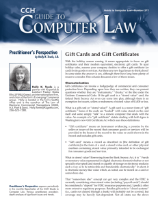 Practitioner’s Perspective Gift Cards and Gift Certifi cates
