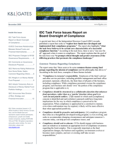 IDC Task Force Issues Report on Board Oversight of Compliance