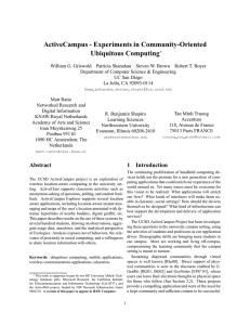 ActiveCampus - Experiments in Community-Oriented Ubiquitous Computing