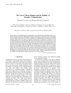 The Cost of Threat Displays and the Stability of Deceptive Communication E