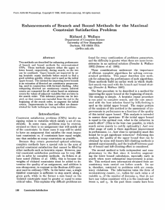 Enhancements  of  Branch  and  Bound ... Constraint  Satisfaction  Problem Richard  J.  Wallace