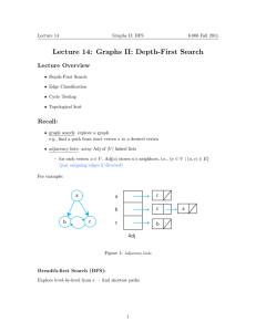Lecture 14: Graphs II: Depth-First Search Lecture Overview