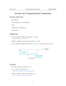 Lecture 23: Computational Complexity