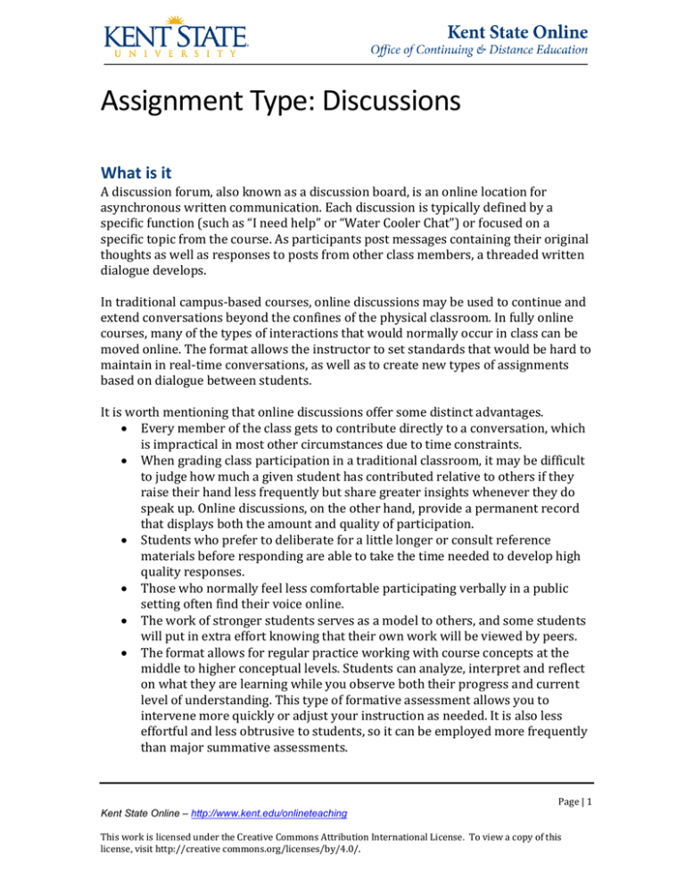 Assignment Type Discussions What Is It