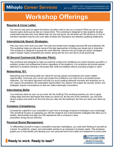 Workshop Offerings  Resume &amp; Cover Letter: