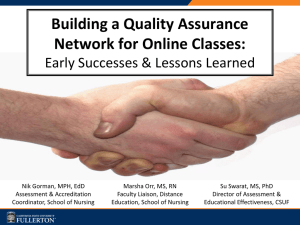 Building a Quality Assurance Network for Online Classes: