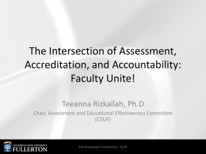The Intersection of Assessment, Accreditation, and Accountability: Faculty Unite! Teeanna Rizkallah, Ph.D