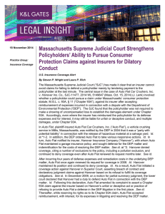 Massachusetts Supreme Judicial Court Strengthens Policyholders’ Ability to Pursue Consumer