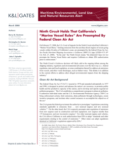 Maritime/Environmental, Land Use and Natural Resources Alert Ninth Circuit Holds That California’s