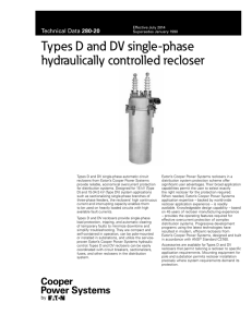 Types D and DV single-phase hydraulically controlled recloser 280-20 Effective July 2014