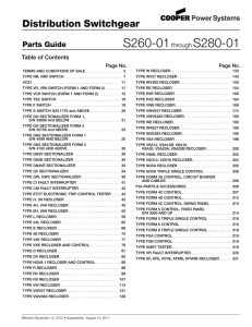 S260-01 S280-01 Distribution Switchgear Parts Guide