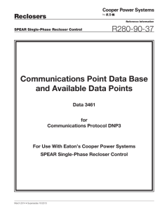 R280-90-37 Communications Point Data Base and Available Data Points Reclosers