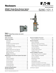 S280-101-1 Reclosers Contents SPEAR™ Single-Phase Recloser System