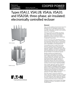 Types VSA12, VSA12B, VSA16, VSA20, and VSA20A; three-phase; air-insulated; electronically controlled recloser