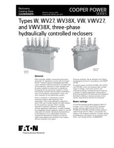 Types W, WV27, WV38X, VW, VWV27, and VWV38X, three-phase hydraulically controlled reclosers
