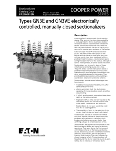 Types GN3E and GN3VE electronically controlled, manually closed sectionalizers COOPER POWER SERIES