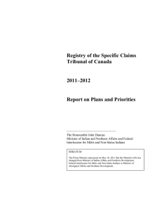 Registry of the Specific Claims Tribunal of Canada 2011–2012