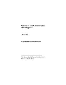 Office of the Correctional Investigator 2011-12 Report on Plans and Priorities