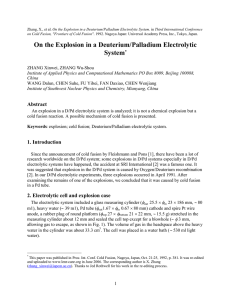 On the Explosion in a Deuterium/Palladium Electrolytic System