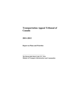 Transportation Appeal Tribunal of Canada 2011-2012 Report on Plans and Priorities