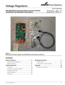 S225-40-7 Voltage Regulators Contents RS-485 Digital Communications Accessory Board
