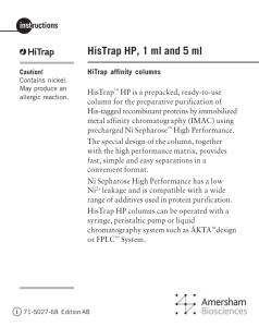HisTrap HP, 1 ml and 5 ml inst ructions