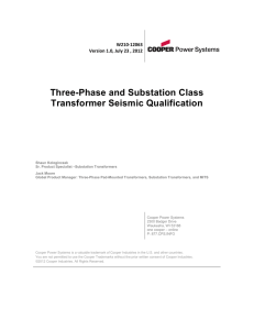 Three-Phase and Substation Class Transformer Seismic Qualification  W210-12063