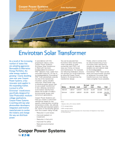 Envirotran Solar Transformer As a result of the increasing
