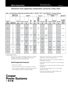 Aluminum and coppertop compression connector crimp chart